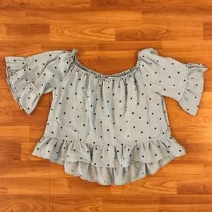 Polka Dot Off The Shoulder Top